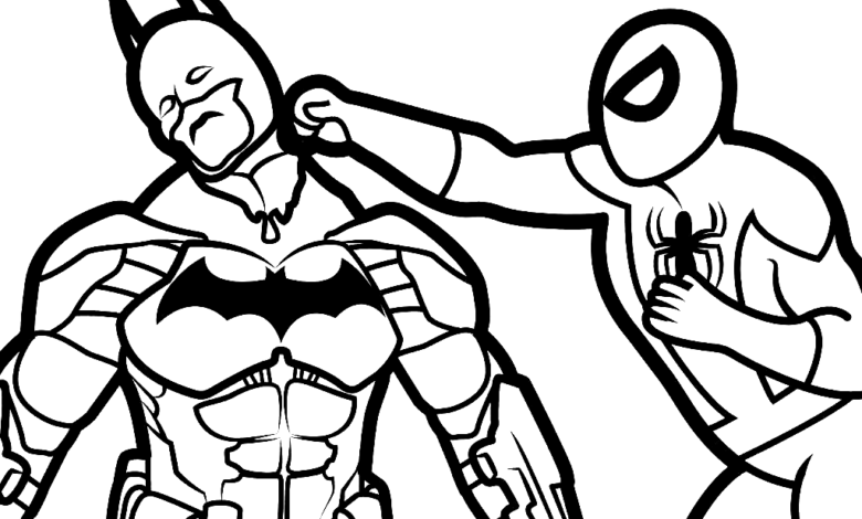 Spiderman Attack Batman Coloring Page