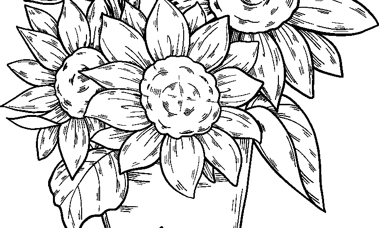 Sunflowers Bouquet Coloring Page