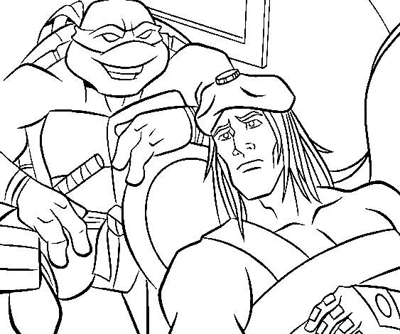 TMNT Michelangelo Casey Jones Coloring Page