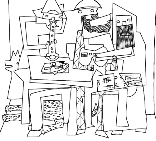 Three Musicians Pablo Picasso Coloring Page