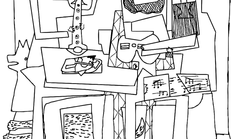 Three Musicians Pablo Picasso Coloring Page