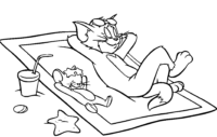 Tom Jerry Beach Vacation Coloring Page
