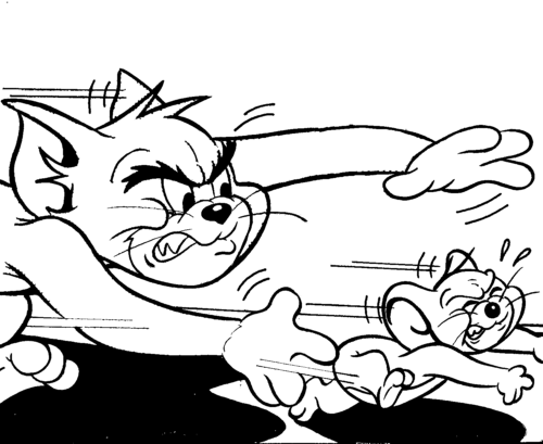 Tom Jerry Chase Coloring Page