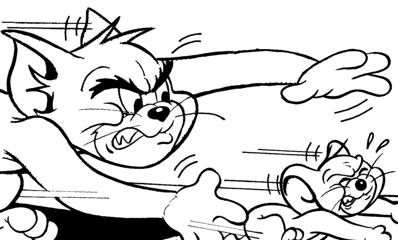 Tom Jerry Chase Coloring Page