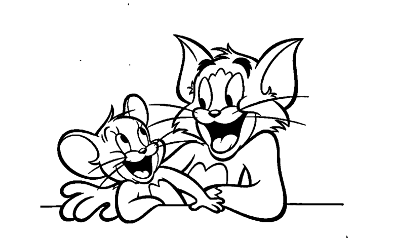 Tom Jerry Friendly Coloring Page