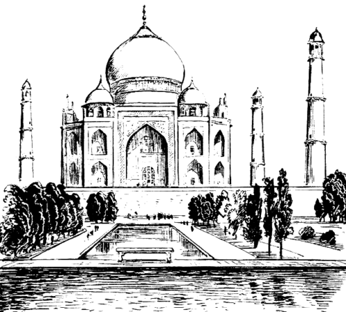 Tree Taj Mahal Coloring Page