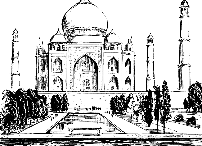 Tree Taj Mahal Coloring Page