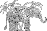 Trees Elephant Mandala Coloring Page