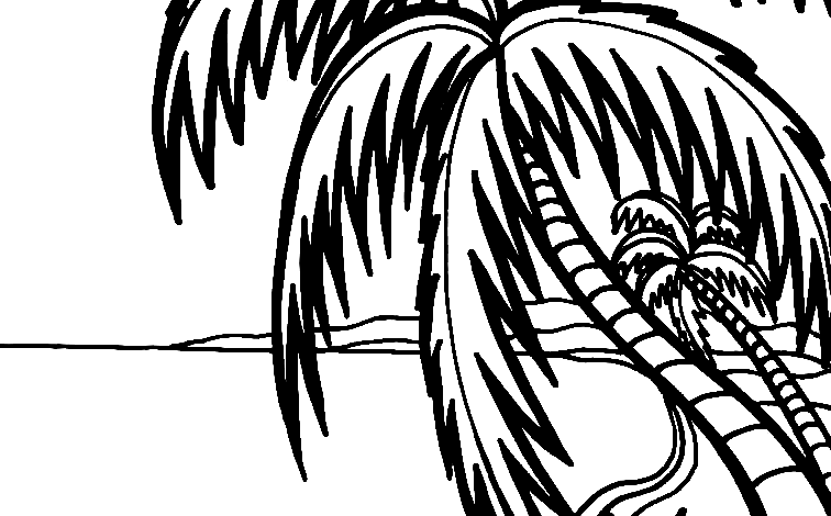 Tropical Beach Tree Coloring Page