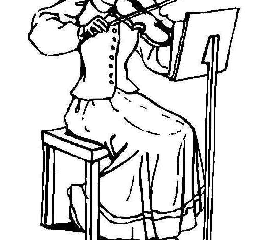 Violinist Woman Coloring Page