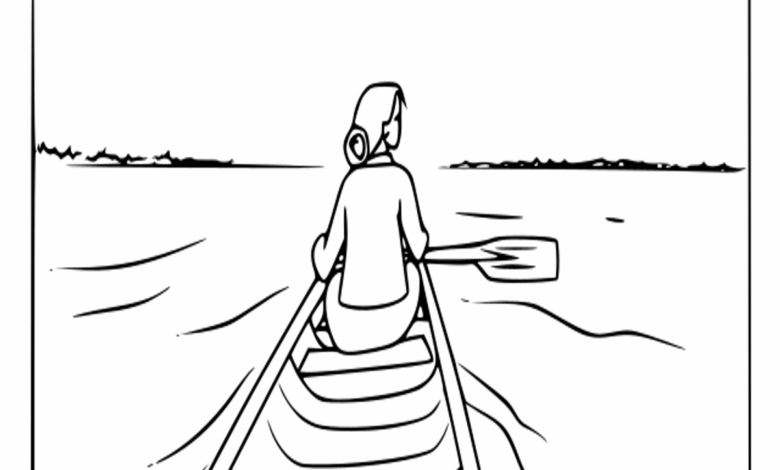 Woman Rowing Coloring Page