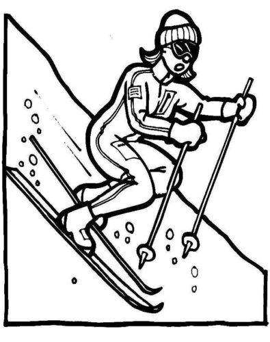 Woman Ski Sport Coloring Page