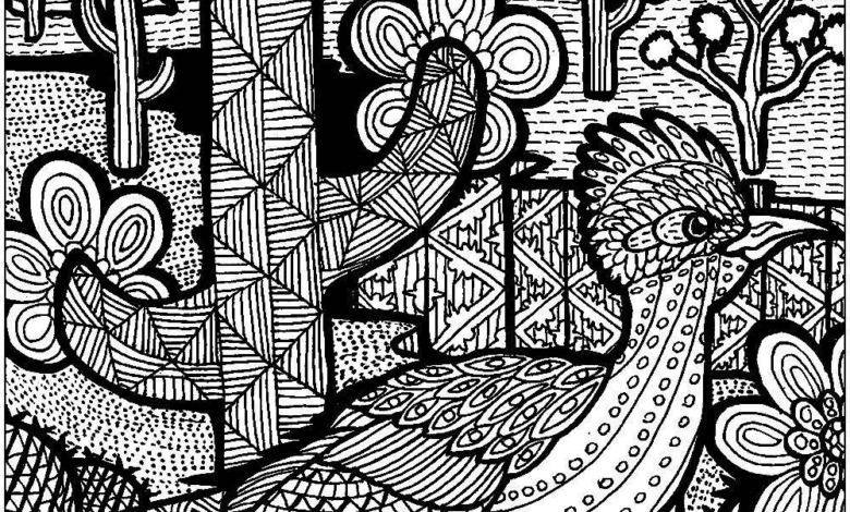 Wonderful Zentangle Cactus Coloring Page