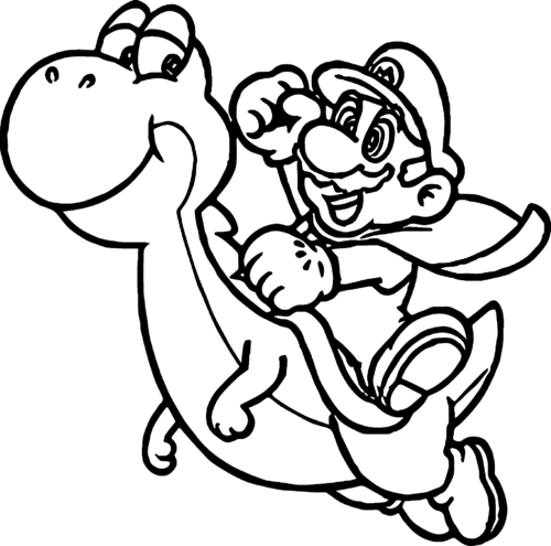 Yoshi Mario Coloring Page