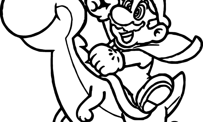 Yoshi Mario Coloring Page