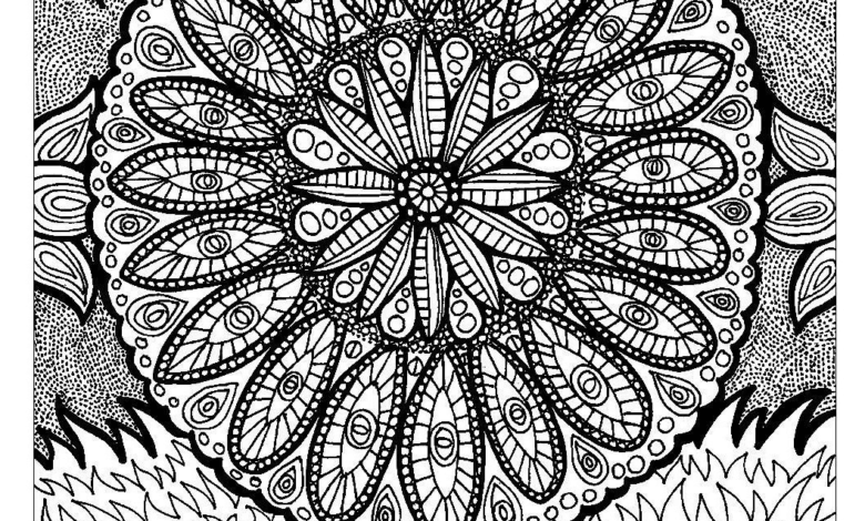 Zentangle Flower Coloring Page