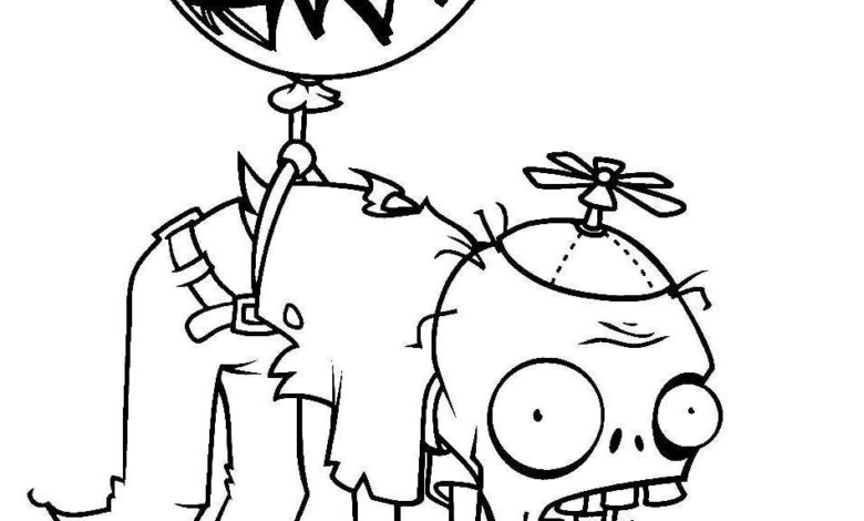 Zombie Balloon Coloring Page