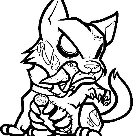 Zombie Wolf Horror Coloring Page