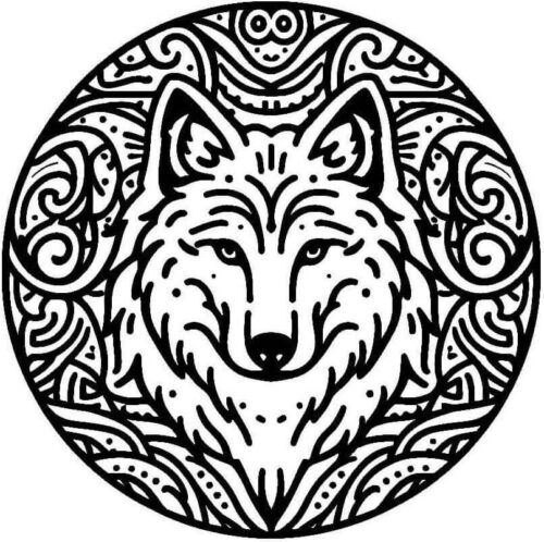 Turkic Wolf Coloring Page
