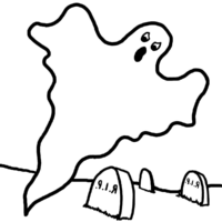 Cemetery Ghost Coloring Page