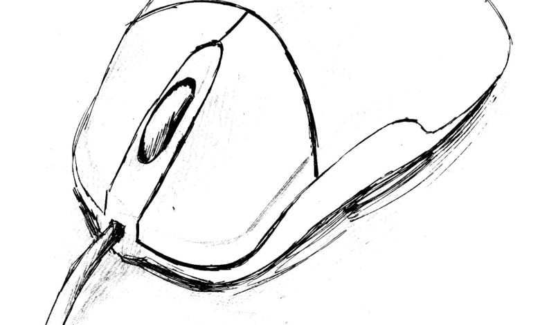 Computer Mouse Wired Coloring Page