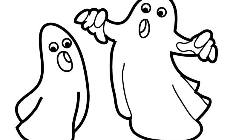 Cute Ghosts Coloring Page