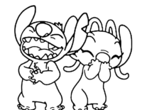 Cute Stitch Laugh Coloring Page