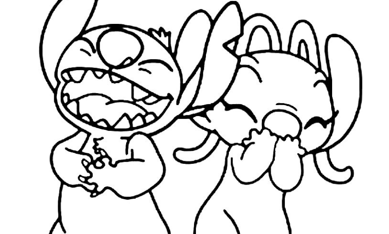 Cute Stitch Laugh Coloring Page