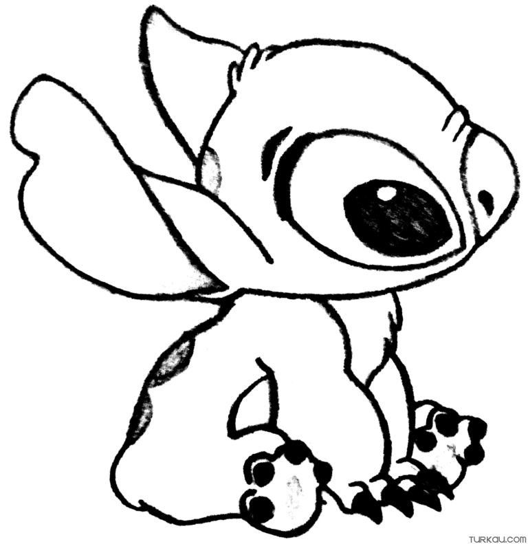 Cute Stitch Smile Coloring Page » Turkau