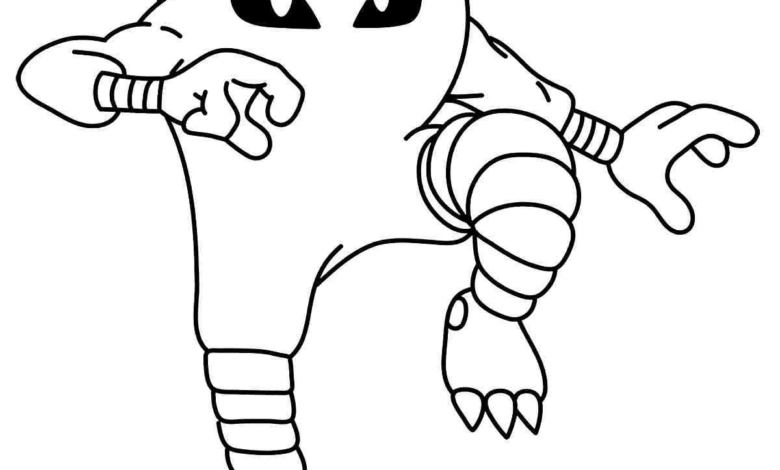 Fighter Pokemon Hitmonlee Coloring Page