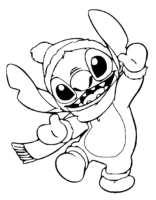 Happy Stitch Christmas Coloring Page