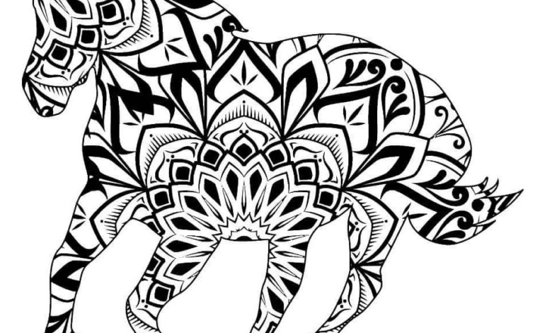 Horse Aesthetic Mandala Coloring Page