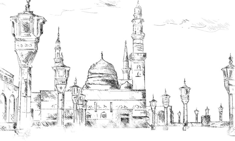 Islamic Masjid Nabawi Coloring Page