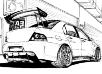Mitsubishi Lancer Evo Urban Coloring Page