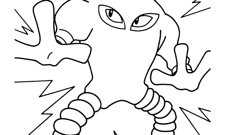 Pokemon Hitmonlee Effect Coloring Page