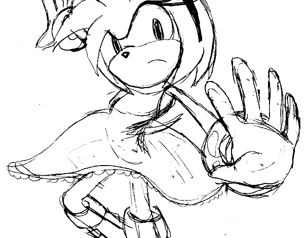 Cautious AmyRose Sonic Coloring Page