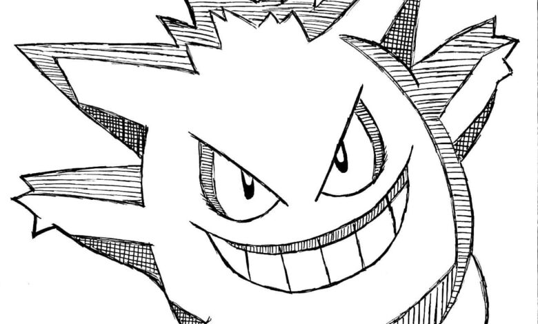 Ghost Pokemon Gengar Art Coloring Page