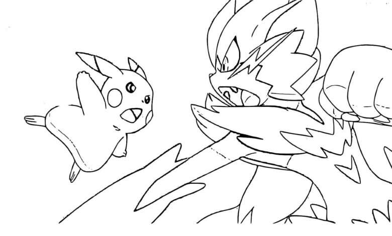 Pokemon Zeraora Pikachu Coloring Page
