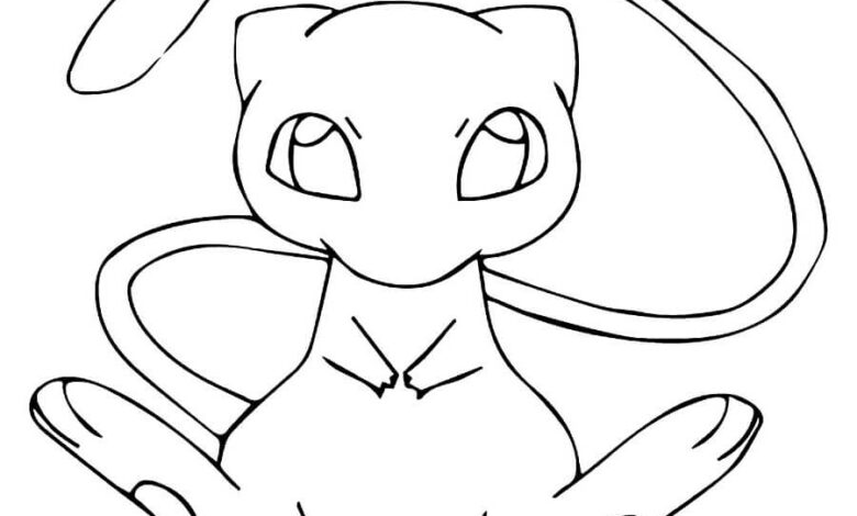 Sweet Mysterious Mew Pokemon Coloring Page