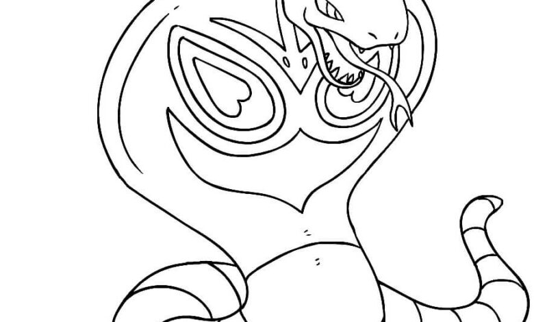 Wild Pokemon Arbok Attack Coloring Page
