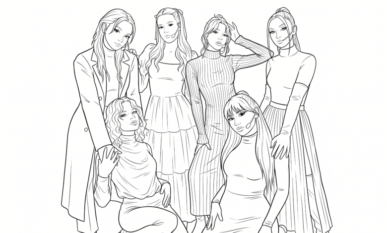 Manifest Girl Group Esin, Hilal, Lidya, Mina, Süeda, Zeynep Coloring Page