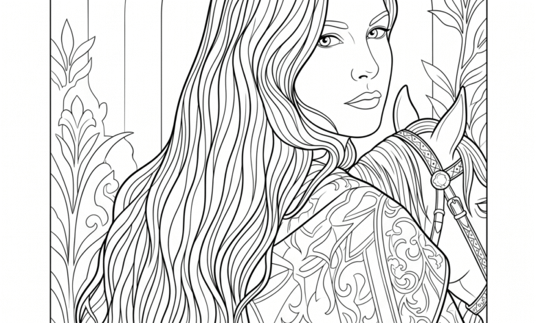 Minimalist Arwen LOTR Coloring Page