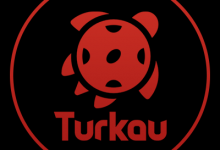 Turkau Kaplumbağa Logo – Siyah Zemin Kırmızı Yuvarlaklı