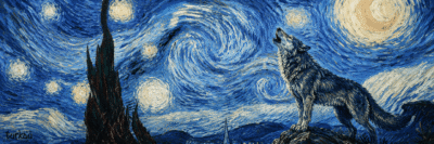 Van Gogh Tarzı Bozkurt Kapak Fotoğrafı